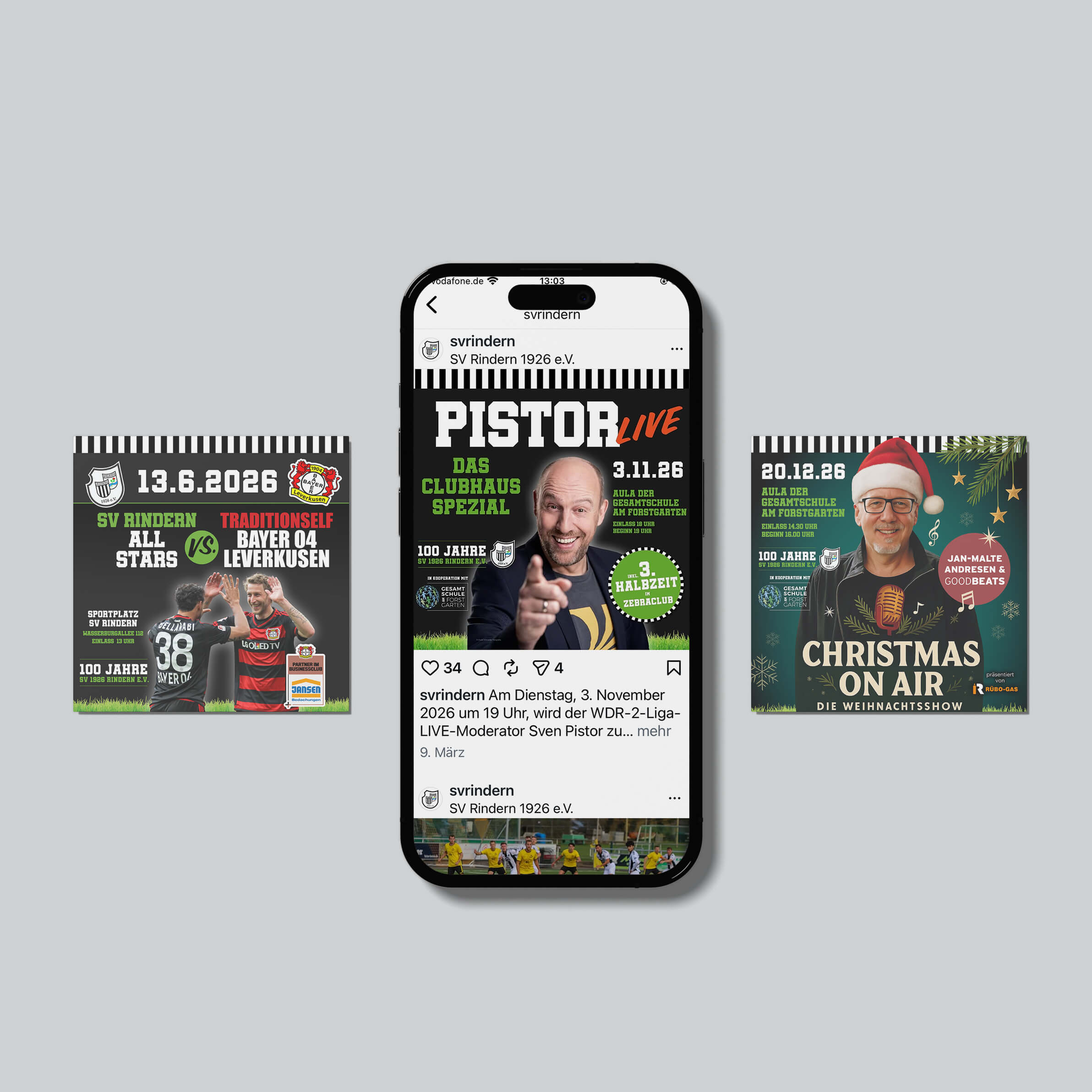 Postvorlagen für die Social Media Kanäle des Vereins reintjes-digital-portfolio-projekt-sv-1926-rindern-jubilaeum-social-media-posts